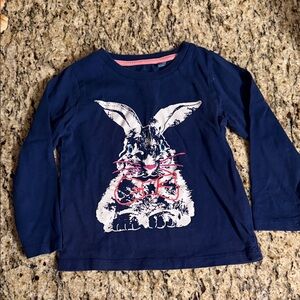 Mini Boden Navy Blue Kids Bunny Graphic Long Sleeve Shirt